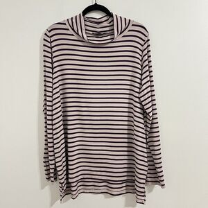 Pendleton Long Sleeve Tunic Shirt Size XL Gray Purple Striped Mock Preppy Relax